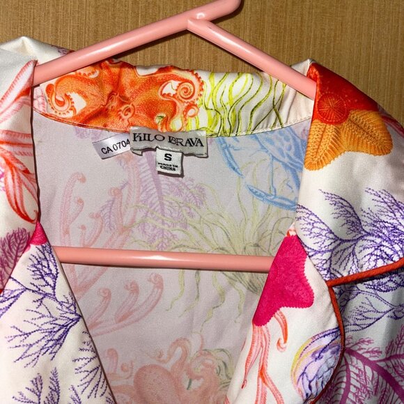 Kilo Brava Womens Pajamas Size Small Multicolor Under The Sea Print Satin - Picture 5 of 9